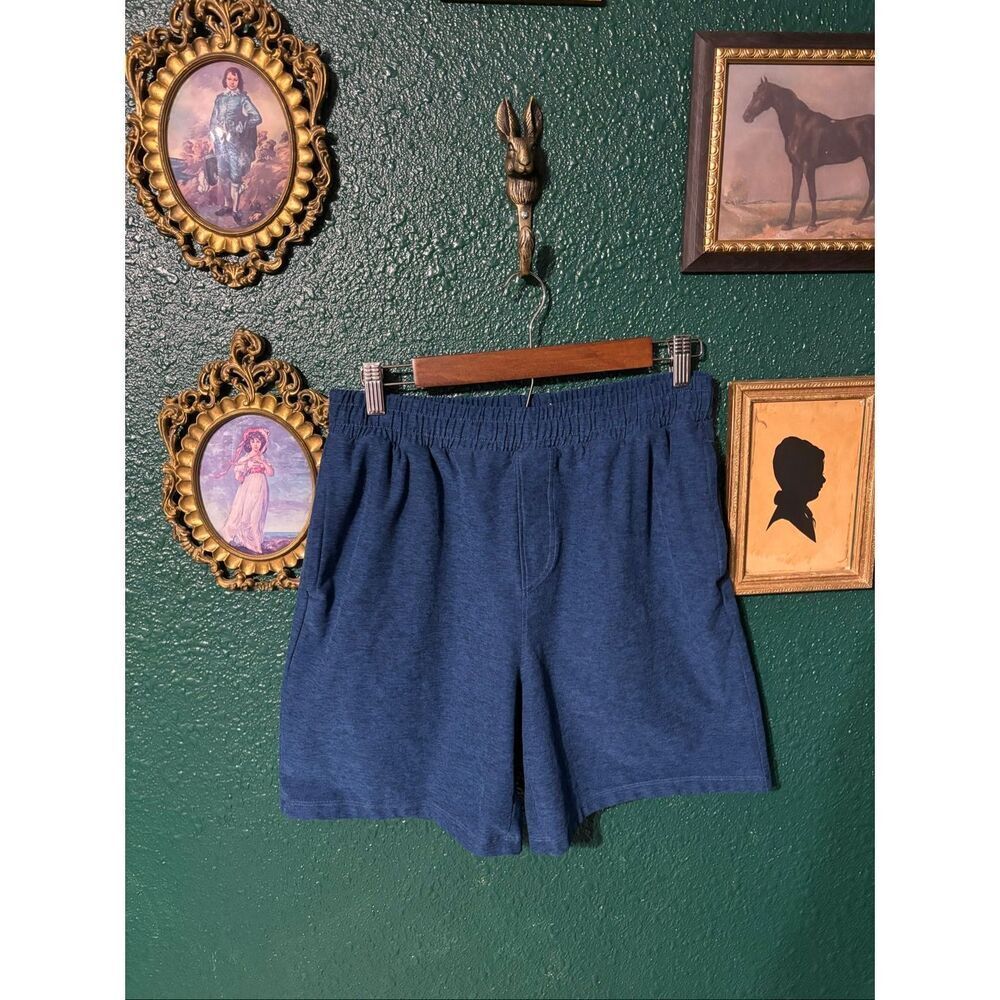 Beyond Yoga Men’s Spacedye Take It Easy 7” Drawstring Shorts Size Medium Blue